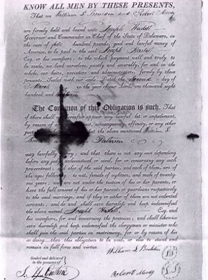 Marriage license: William Louis Boulden and Nancy Ann Patterson, 02 March 1813